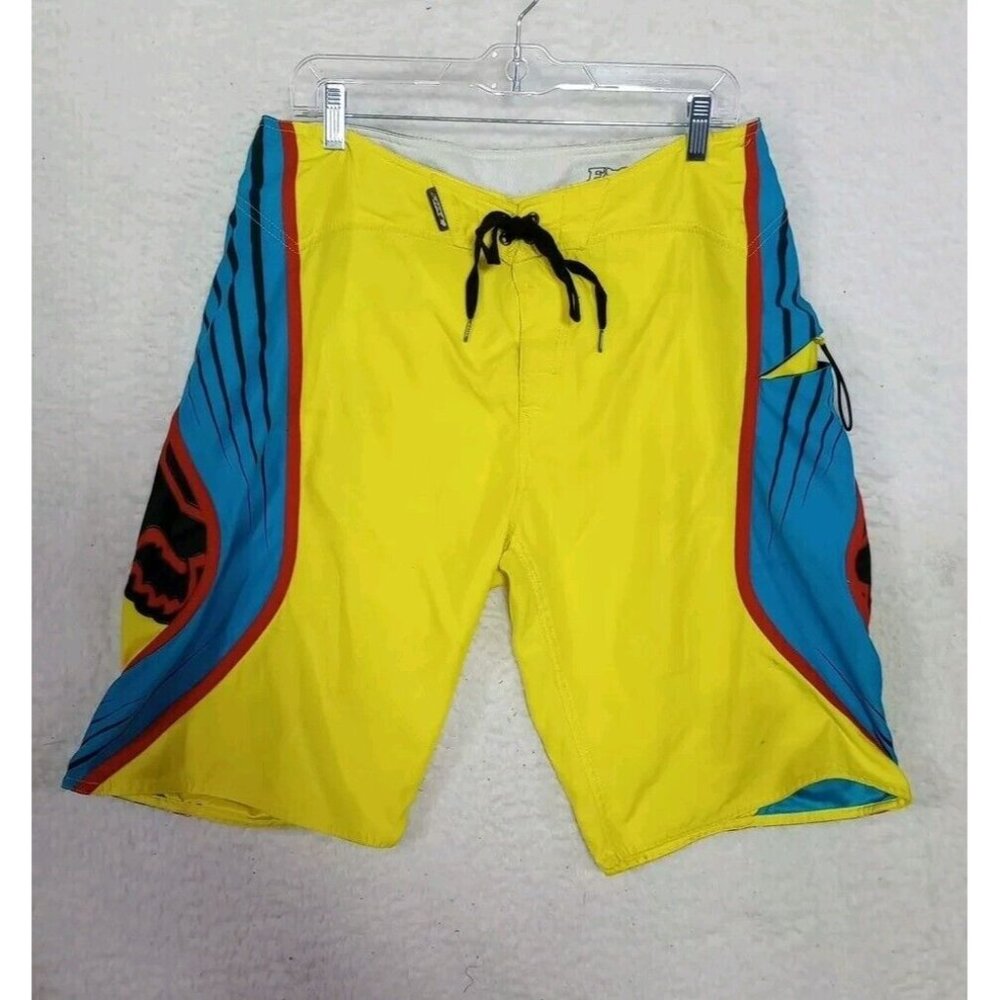 Fox Men's Board Shorts Yellow Blue Size 34 *Read Description*